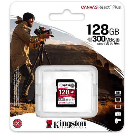 Kingston 128 GB Canvas React Plus UHS-II SDXC memory card img 1