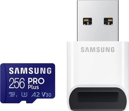 Atmiņu karte SAMSUNG PRO Plus 256GB microSDXC UHS-I U3 160MB/s Full HD 4K UHD ar USB kāršu  lasītāju img 0